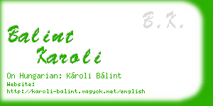 balint karoli business card